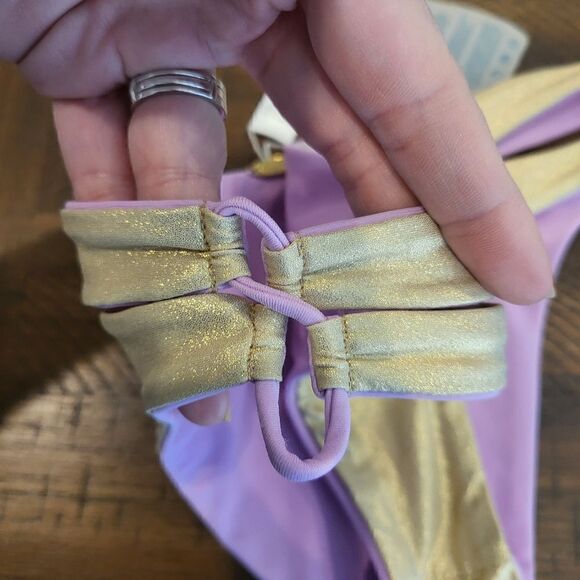 Reversable bikini bottom purple and glittery gold! NWT - XS - Picture 3 of 9